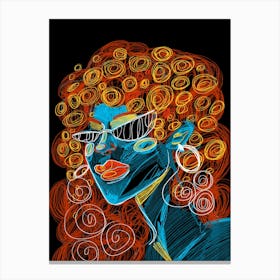 Girl With Curly Hair Modern Canvas Print