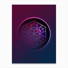 Geometric Neon Glyph on Jewel Tone Triangle Pattern 345 Canvas Print