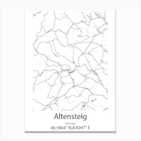 Altensteig,Germany Minimalist Map Canvas Print