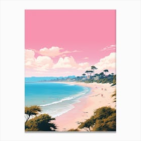 An Illustration In Pink Tones Of  Greenmount Beach Australia 3 Canvas Print