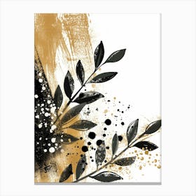 Black And Gold Leaf Painting Canvas Print