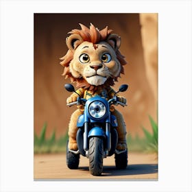 Lion Riding A Motorcycle 1 Canvas Print