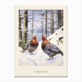 Winter Watercolour Grouse 1 Poster Canvas Print