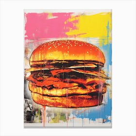 Retro Burger Risograph Inspired 8 Canvas Print