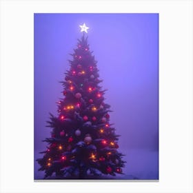 Christmas Tree In The Fog Canvas Print