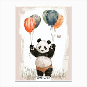 Giant Panda Holding Balloons Poster 105 Canvas Print