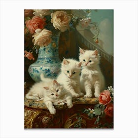 Rococo Inspired Painting Of Kittens 3 Canvas Print