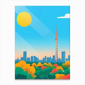 Tokyo Japan 5 Colourful Illustration Canvas Print