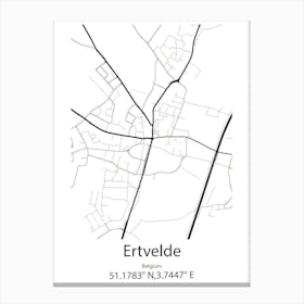 Ertvelde,Belgium Minimalist Map Canvas Print