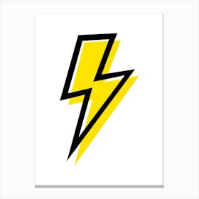 Yellow and Black Lightning Bolt Canvas Print