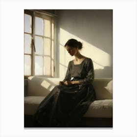 Reading Portrait Painting Canvas Print