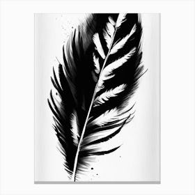 Feather Symbol Black And White Painting Canvas Print