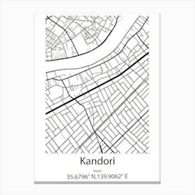 Kandori,Japan Minimalist Map Toile