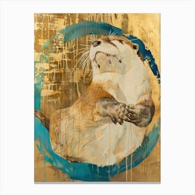 Otter Gold Effect Collage 4 Canvas Print