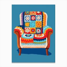 Vintage Crochet Chair Illustration 3 Canvas Print