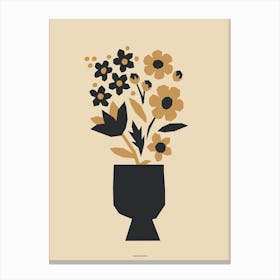 Minimal Gold and Black Daisy Flower Bouquet Print Light Version Canvas Print