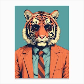 Tiger Illustrations Wearing A Smart Shirt 2 Canvas Print