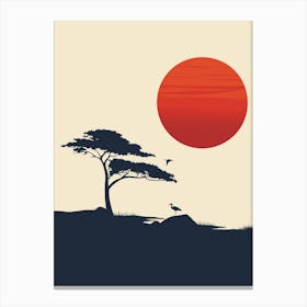 Sunset Over A Tree Canvas Print