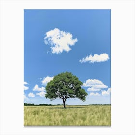 Lone Tree In A Field Canvas Print