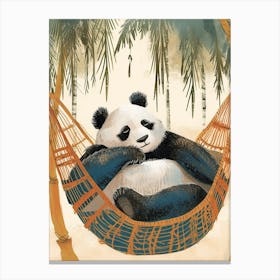 Giant Panda Napping In A Hammock Storybook Illustration 1 Canvas Print
