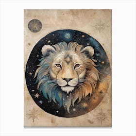Astral Card Zodiac Leo Old Paper Painting (2) Canvas Print