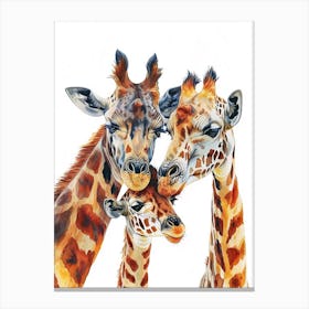 Giraffe Family Watercolour 2 Canvas Print