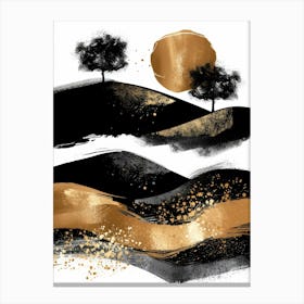 Gold And Black Abstract Painting 36 Canvas Print