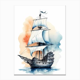 Sailing Ships Watercolor Painting (29) Canvas Print