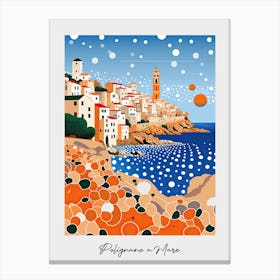 Poster Of Polignano A Mare, Italy, Illustration In The Style Of Pop Art 4 Canvas Print