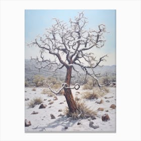 Dreamy Winter Painting Joshua Tree National Park United States Canvas Print