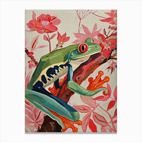 Floral Animal Painting Red Eyed Tree Frog 2 Canvas Print