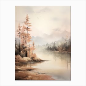 Lake In The Woods In Autumn, Painting 17 Canvas Print