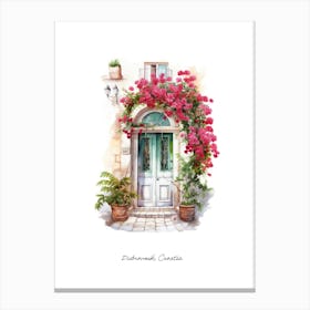 Dubrovnik, Croatia   Mediterranean Doors Watercolour Painting 4 Poster Canvas Print