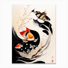 Yamabuki Koi 1, Fish Minimal Line Drawing Canvas Print