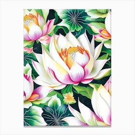 Lotus Flower Repeat Pattern Decoupage 3 Canvas Print