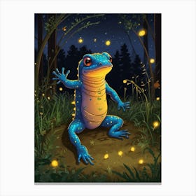 Frog With Fireflies Canvas Print