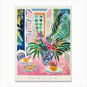 Poster Of Palm Beach, Aruba, Matisse And Rousseau Style 1 Canvas Print