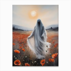 Ghost In The Poppy Fields Painting (11) Canvas Print