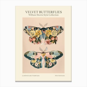 Velvet Butterflies Collection Luminous Butterflies William Morris Style 3 Canvas Print