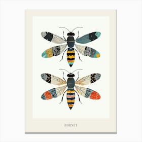 Colourful Insect Illustration Hornet 4 Poster Canvas Print