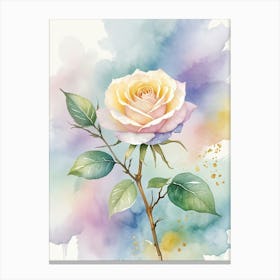 Watercolour Rose In Soft Hues Canvas Print