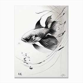 Kin Ki Bekko Koi Fish Minimal Line Drawing Canvas Print
