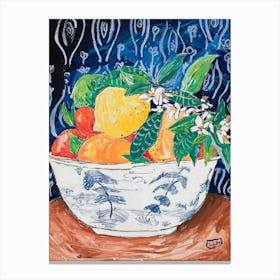 Bowl Of Citrus Fruit On Matisse Canvas Print
