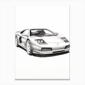 Lamborghini Murcielago Line Drawing 3 Canvas Print