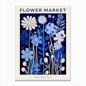 Blue Flower Market Poster Agapanthus 4 Canvas Print