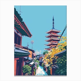 Senso Ji Temple Tokyo 4 Colourful Illustration Canvas Print