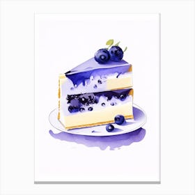 Blueberry Cheesecake Bars Dessert Retro Minimal 1 Flower Canvas Print