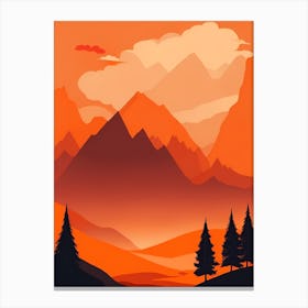 Misty Mountains Vertical Composition In Orange Tone 383 Canvas Print