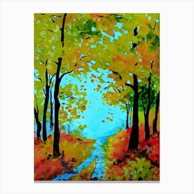 Autumn Road By Person Canvas Print