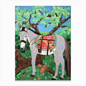 Maximalist Animal Painting Donkey 2 Canvas Print